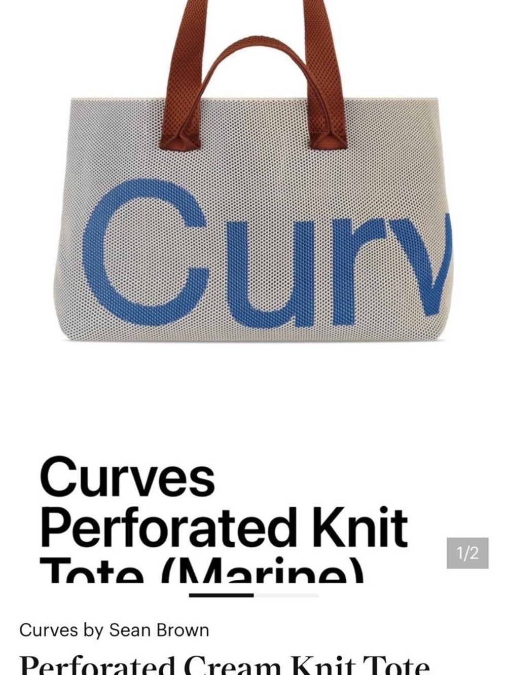 Curves Perforated Knit Tote - Cream & Blue by Curves